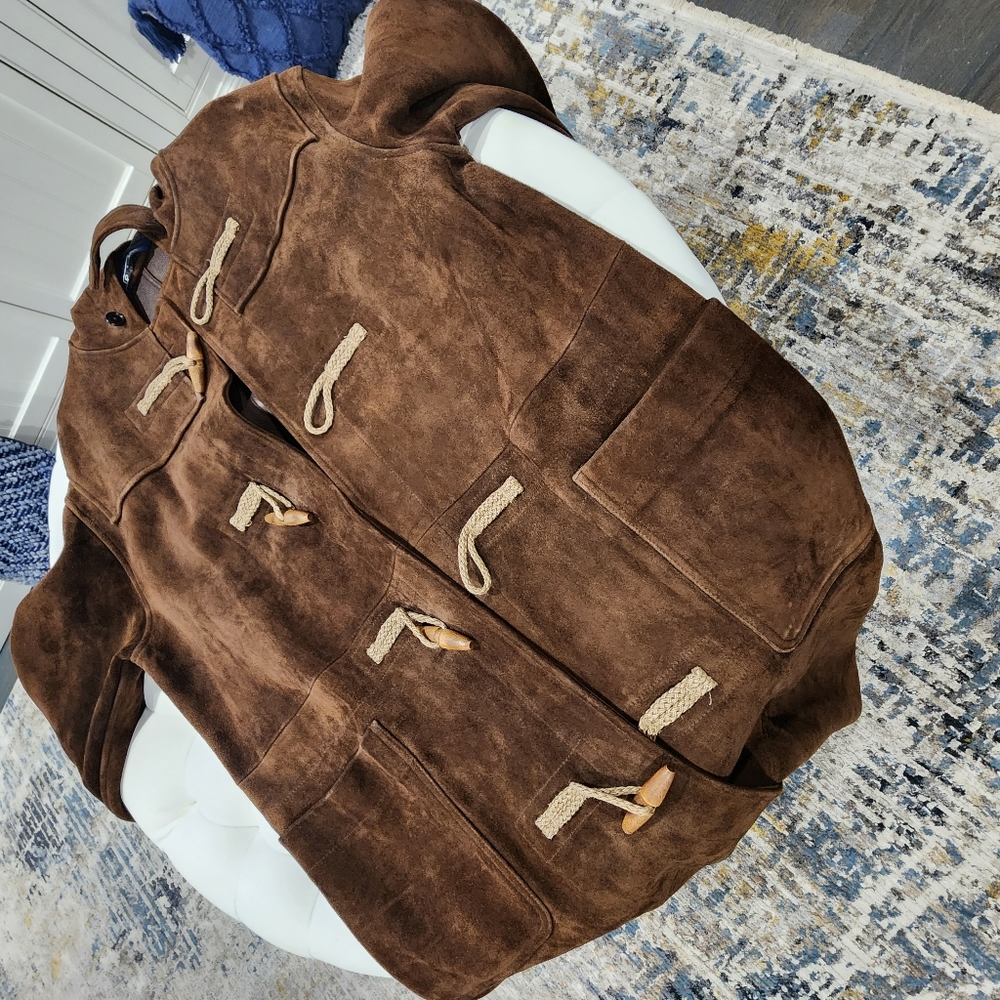 Ralph Lauren polo Vintage Leather Duffle coat hoodie Excellent condition Trench - Picture 10 of 12